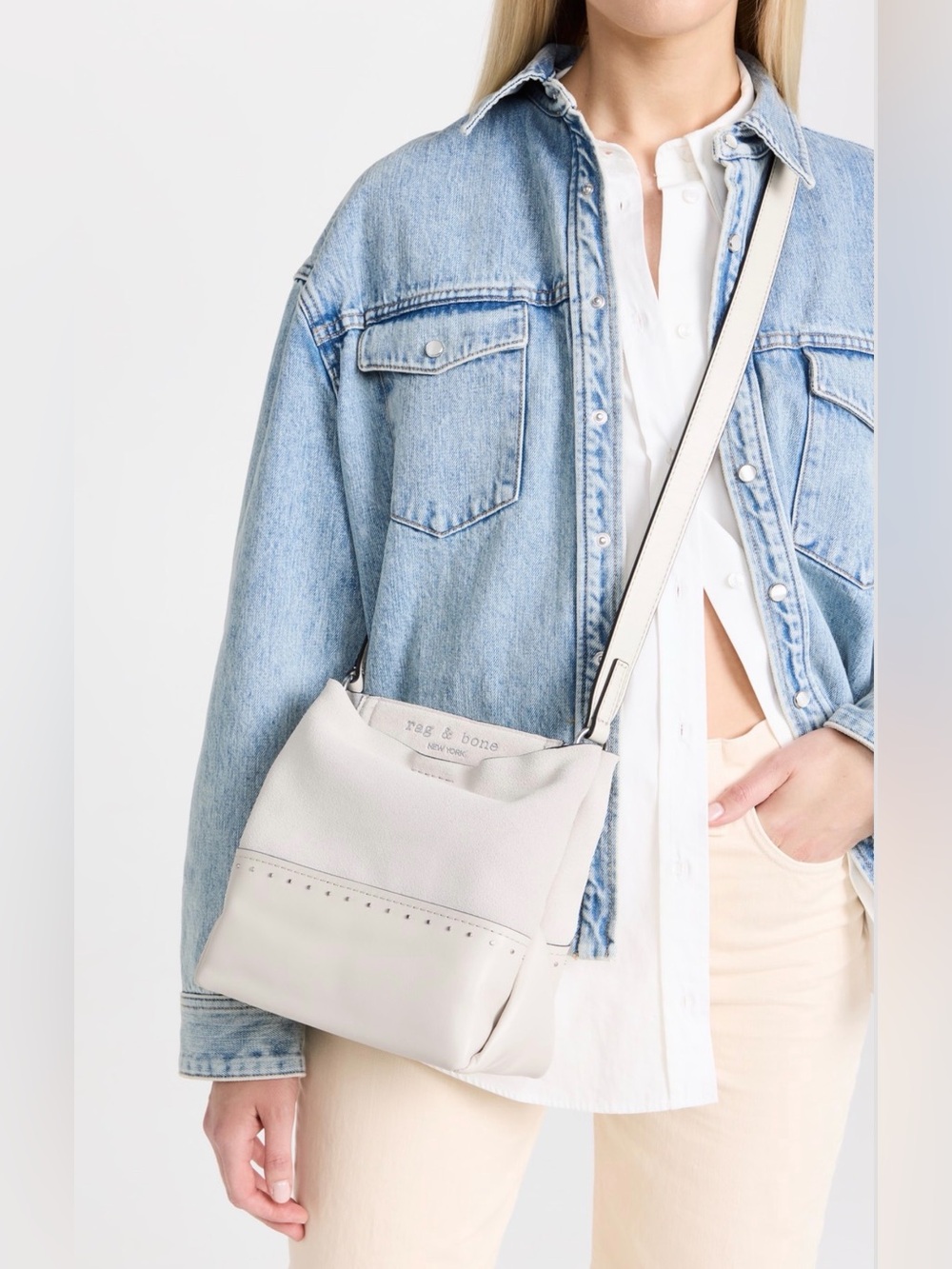 Rag & Bone Cream Leather and suede Crossbody Bag - Picture 5 of 14